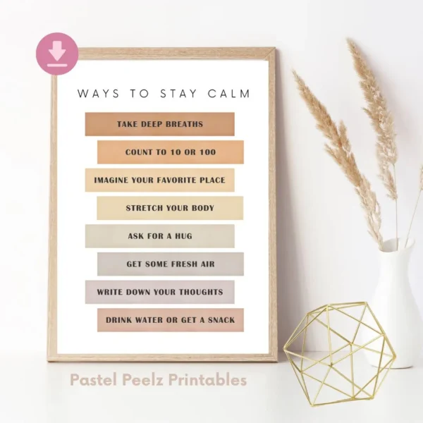Ways to Stay Calm | Mindfulness & CBT-Inspired Printable Poster
