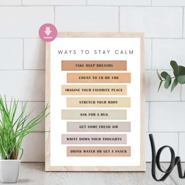 Ways to Stay Calm | Mindfulness & CBT-Inspired Printable Poster