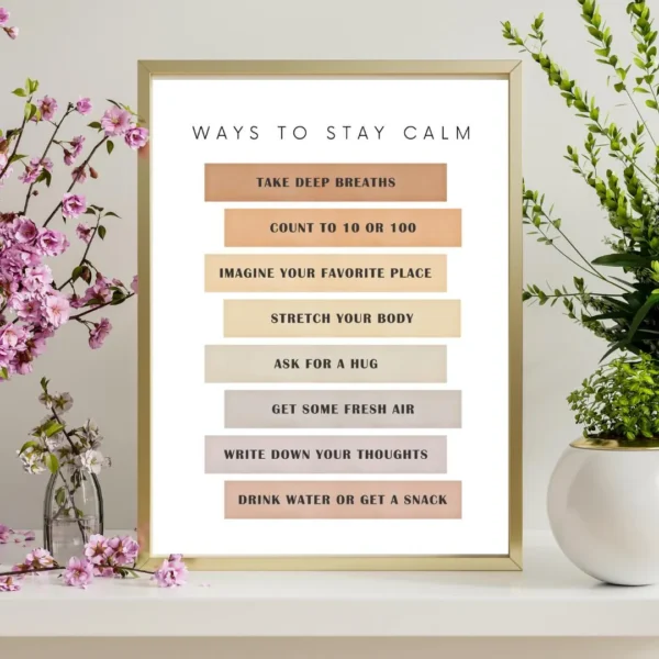 Ways to Stay Calm | Mindfulness & CBT-Inspired Printable Poster