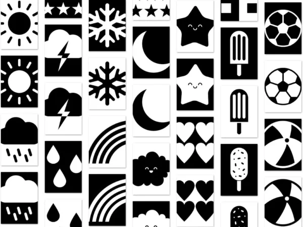 150 High Contrast Sensory Flash Cards | Baby Visual Stimulation | Black & White Printable | Montessori Newborn Cards | PDF Download