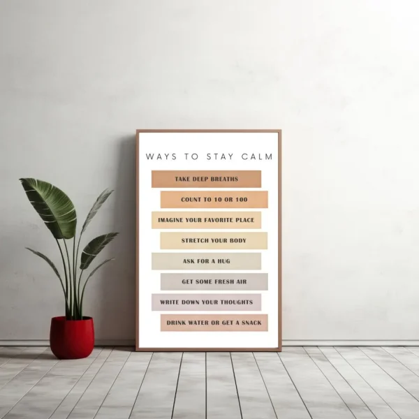 Ways to Stay Calm | Mindfulness & CBT-Inspired Printable Poster