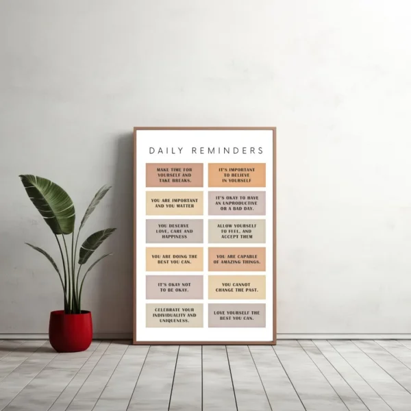 Reminders For Hard Days, Therapy Office Decor, Positive Affirmations, Anxiety Relief, Calming Corner, Growth Mindset, CBT, Digital Download